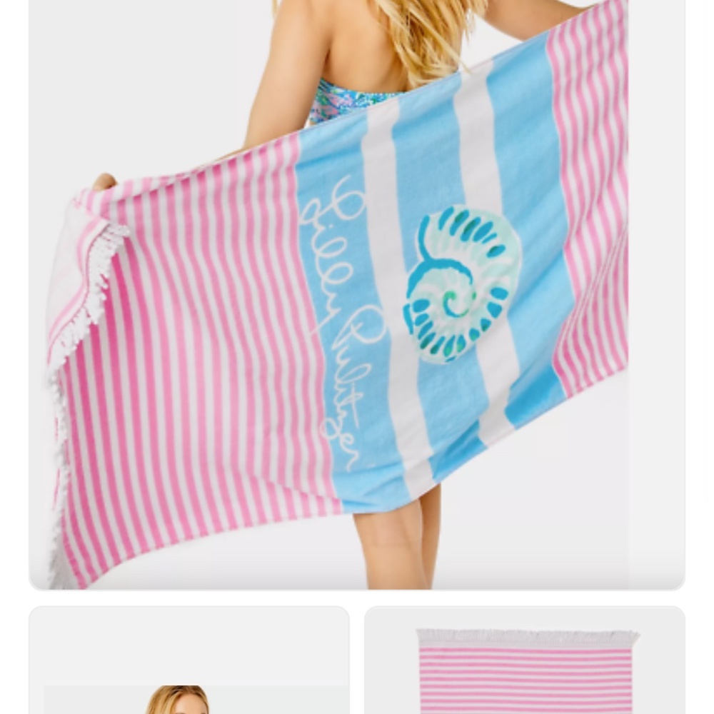 LILLY PULITZER Oversized Beach Towel Multi Gwp Soleil It On Me Striped Towel - Picture 2 of 3